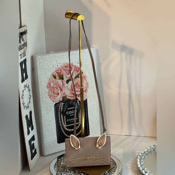 Kate Spade blush gray taupe rabbit crossbody wallet - Picture 4 of 15